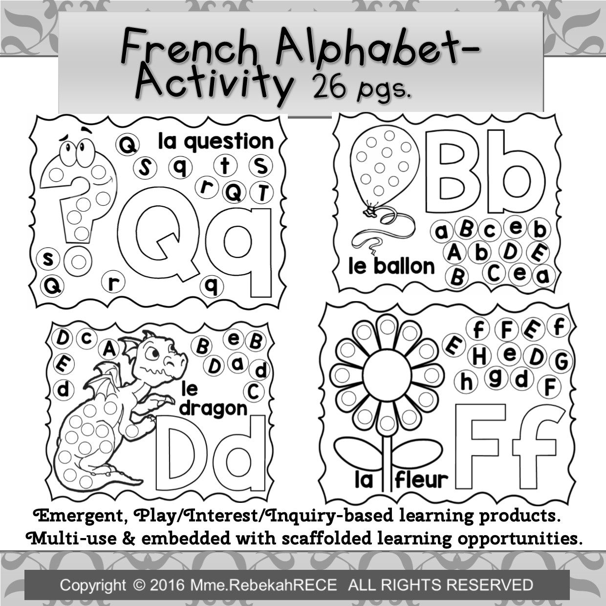 French Alphabet Recognition Literacy Activity Sheets Playdough