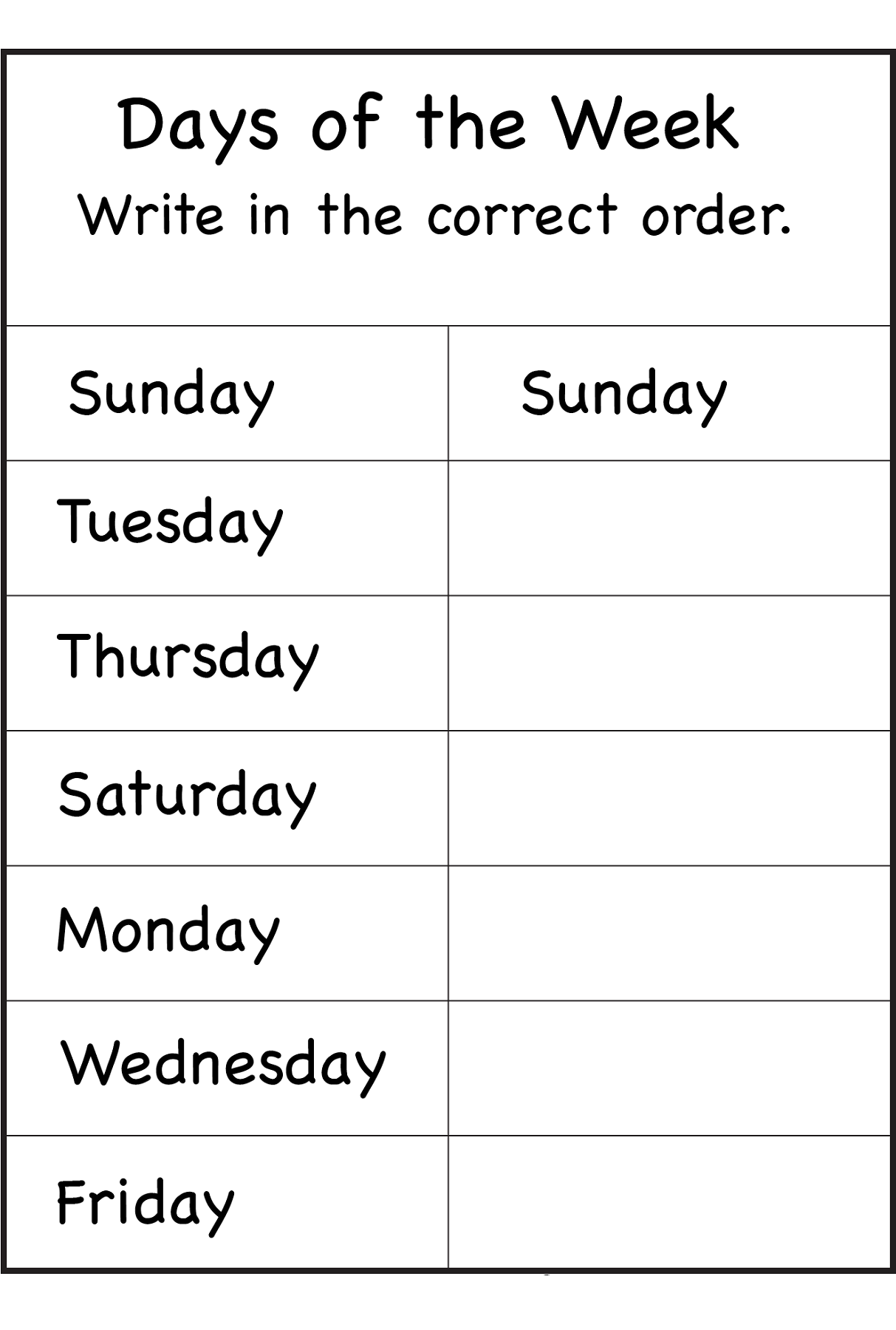 Great Days Of Week Worksheets Free Printable Kindergarten 7 Best