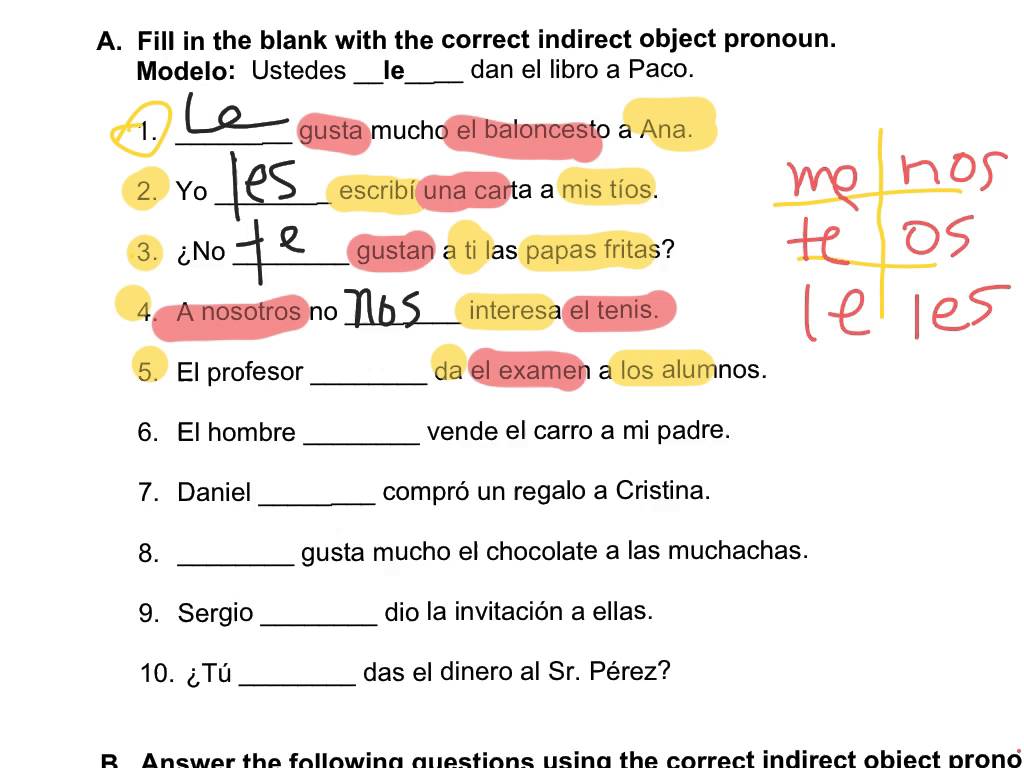 direct-and-indirect-object-pronouns-spanish-worksheets