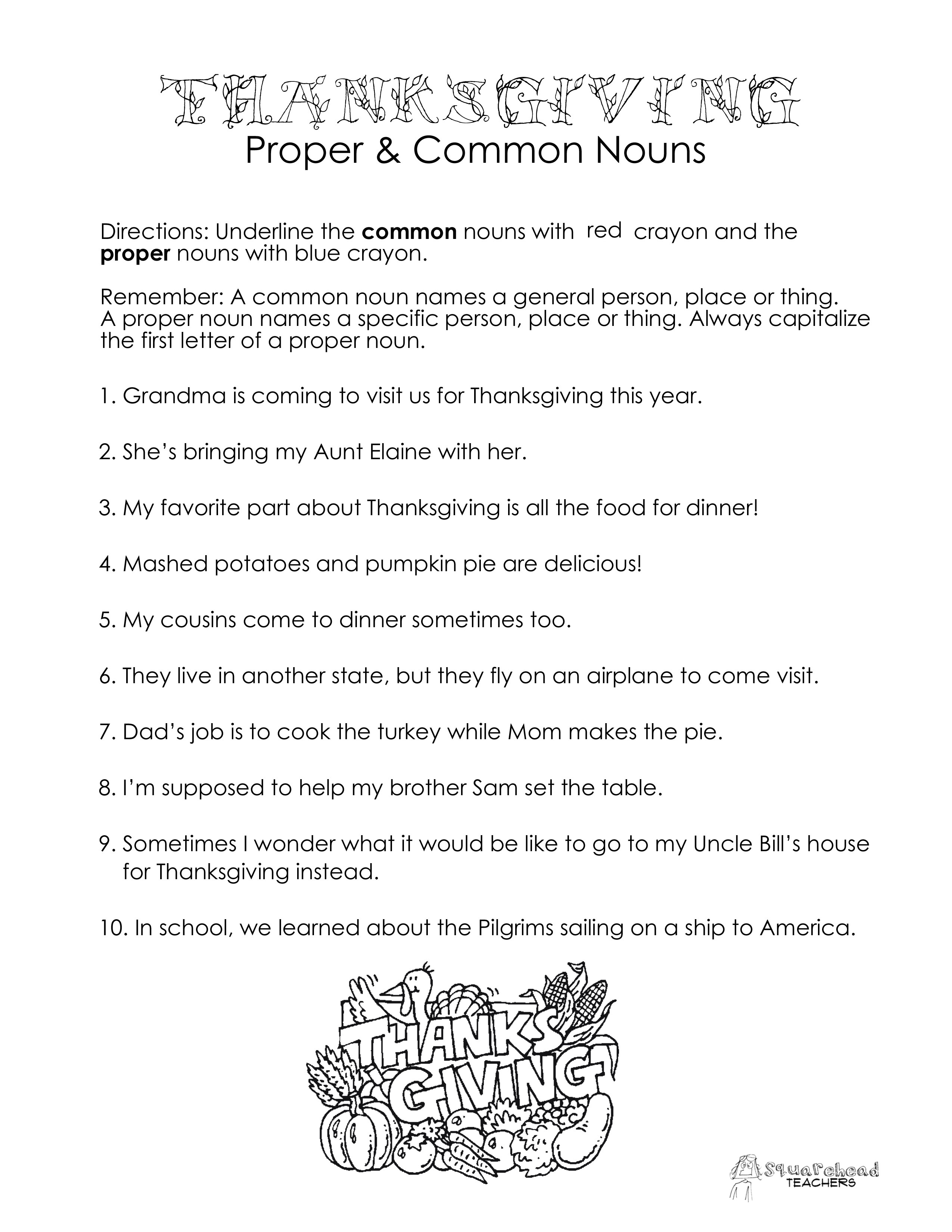 Kids  4th Grade Grammar Worksheets Free Printable  Thanksgiving