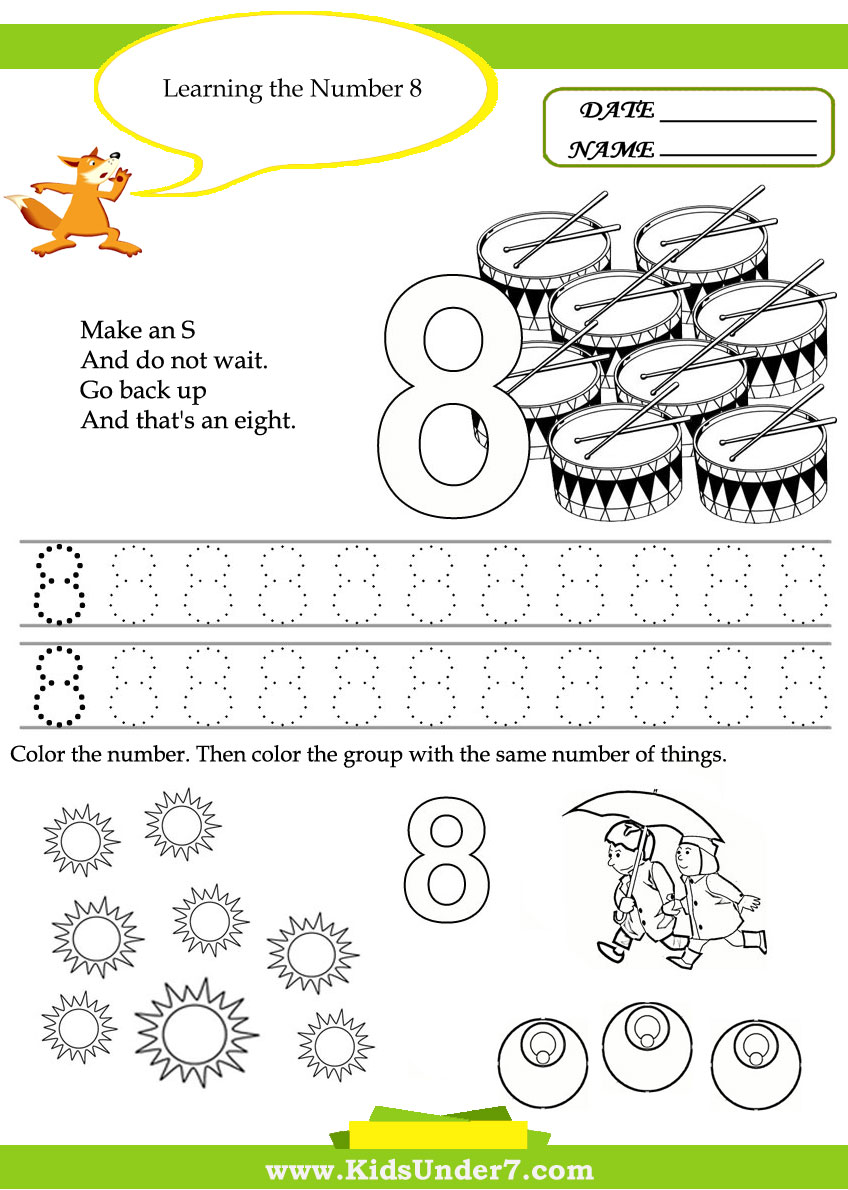 Kids   Kids Under Free Printable Kindergarten Number Worksheets