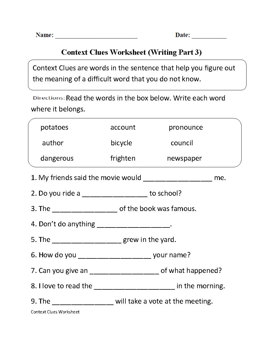 Grade Two English Worksheets