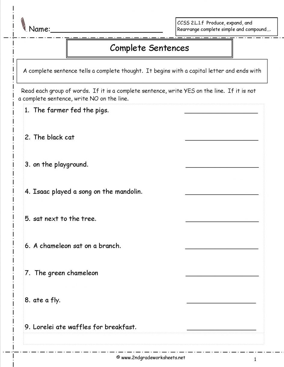 Kids  Grade 1 Writing Worksheets  Second Grade Sentences