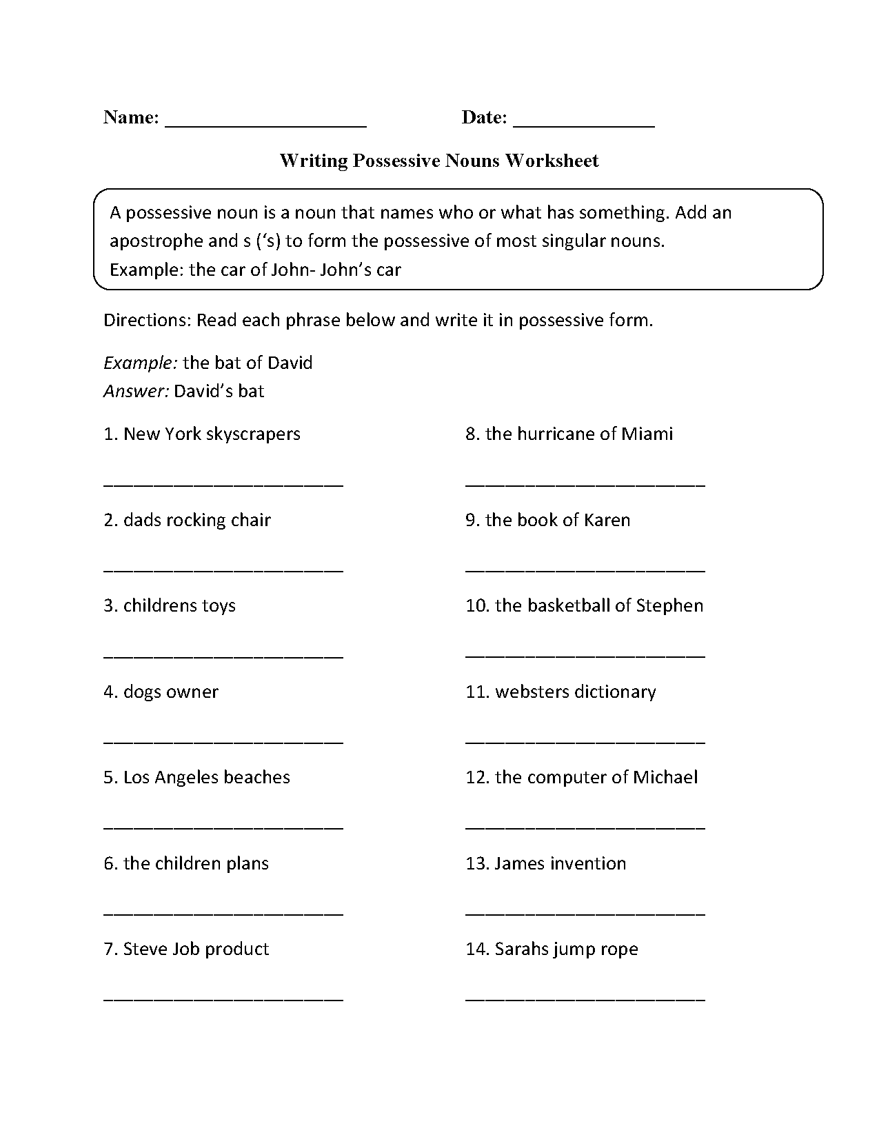 Kids  Noun Worksheets For First Grade  First Grade Nouns Worksheet