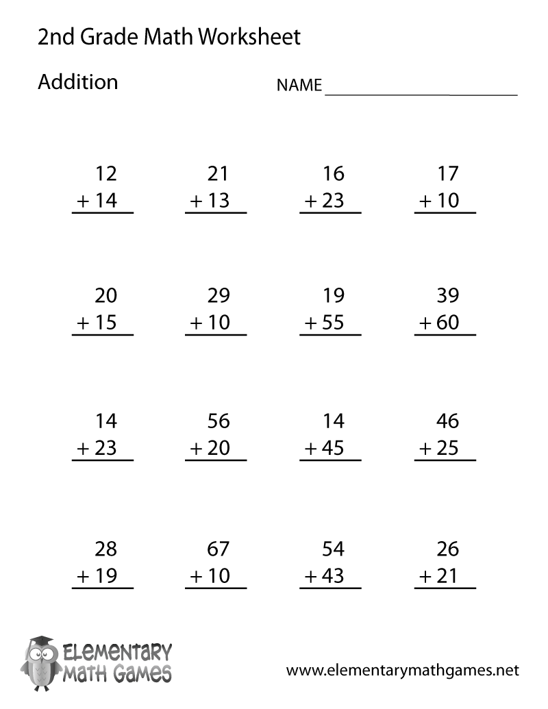 Kids  Printable Math Worksheets For 2nd Graders  Second Grade