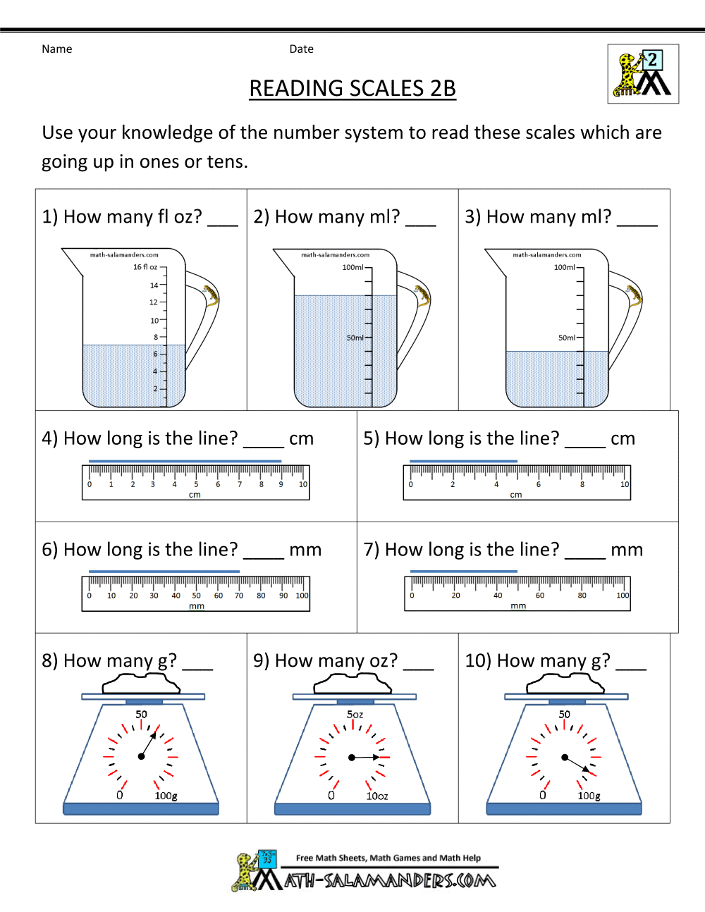 Kids  Reading Exercises Elementary  Nd Grade Measurement
