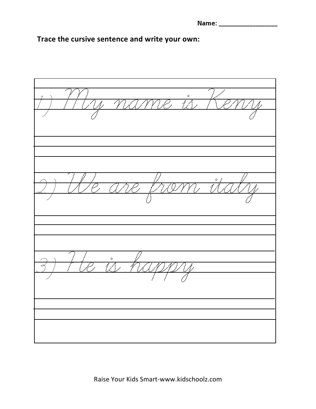 Kids  Writing Worksheet For Grade 1  Grade Cursive Writing