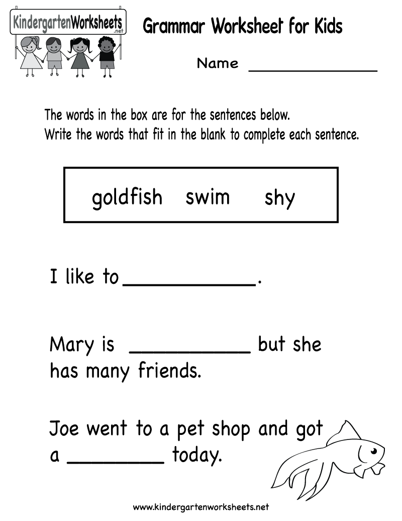Kindergarten Grammar Worksheet For Kids Printable