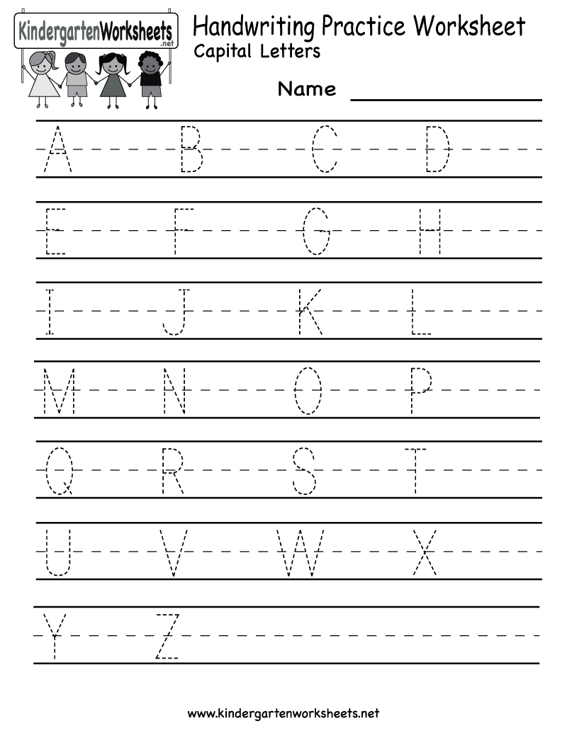 Kindergarten Handwriting Practice Worksheet Printable