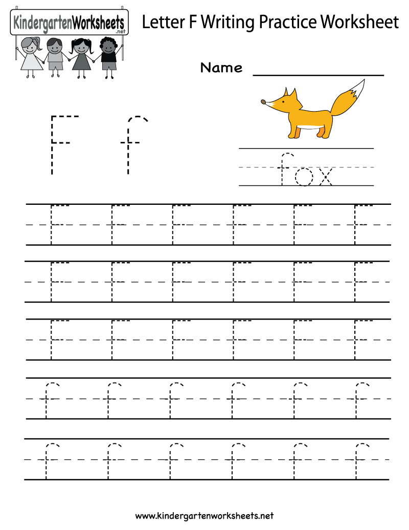 Kindergarten Letter F Writing Practice Worksheet Printable