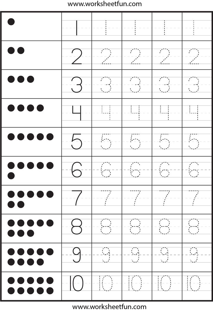 Kindergarten Number Tracing Worksheets