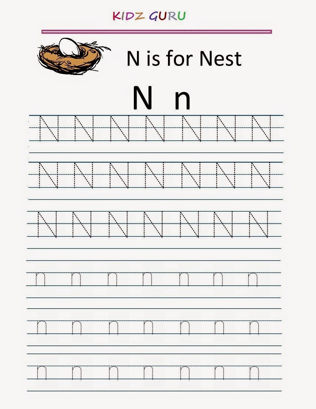 Kindergarten Worksheets  Printable Tracing Worksheet
