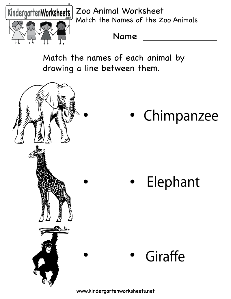 Kindergarten Zoo Animal Worksheet Printable