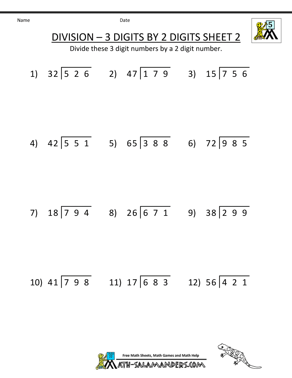 Long Division Worksheets For 5th Grade
