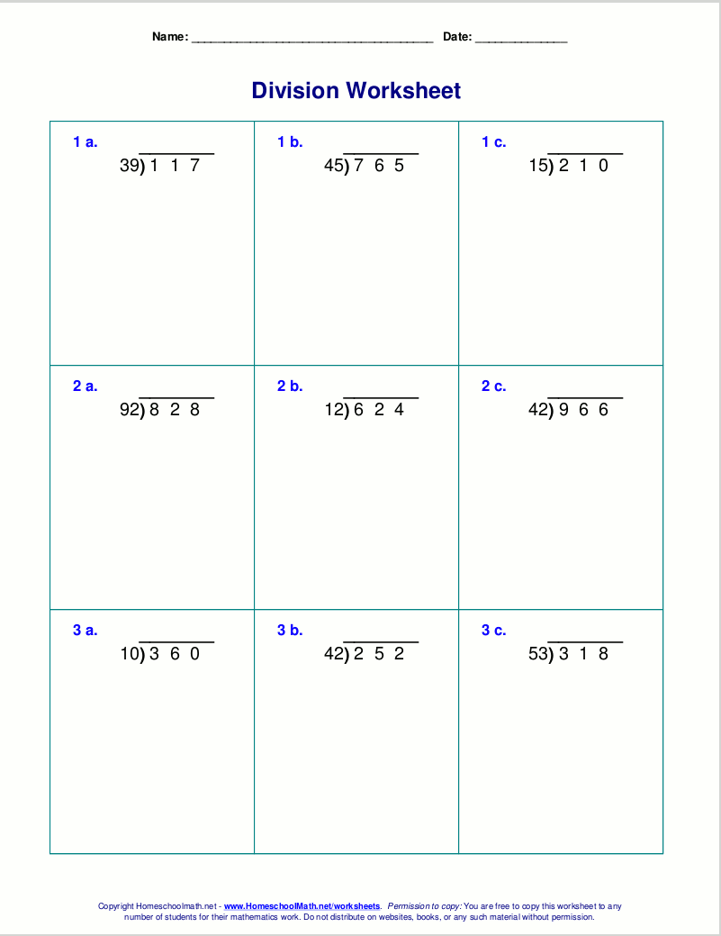 Long Division Worksheets For Grades 4