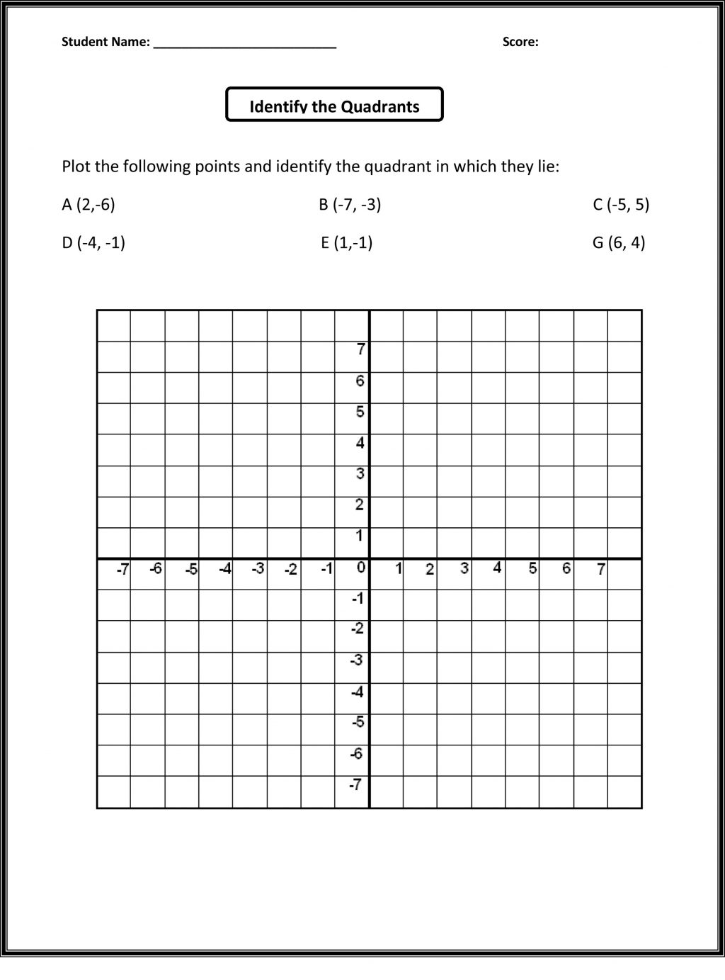 Math Coordinate Plane Worksheets 6th Grade Free Grid Activity