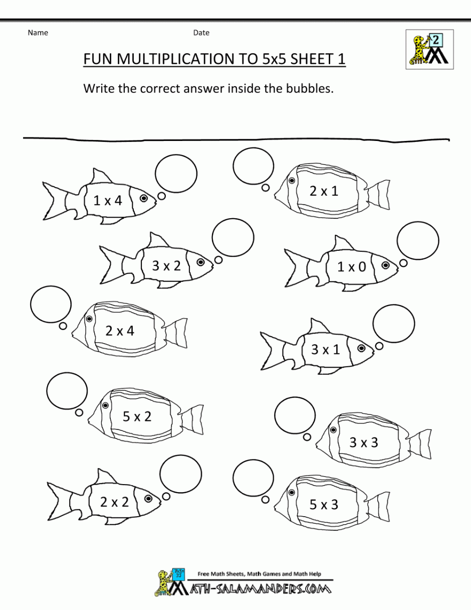 Multiplication To 5x5 Worksheets For 2nd Grade Advanced Division