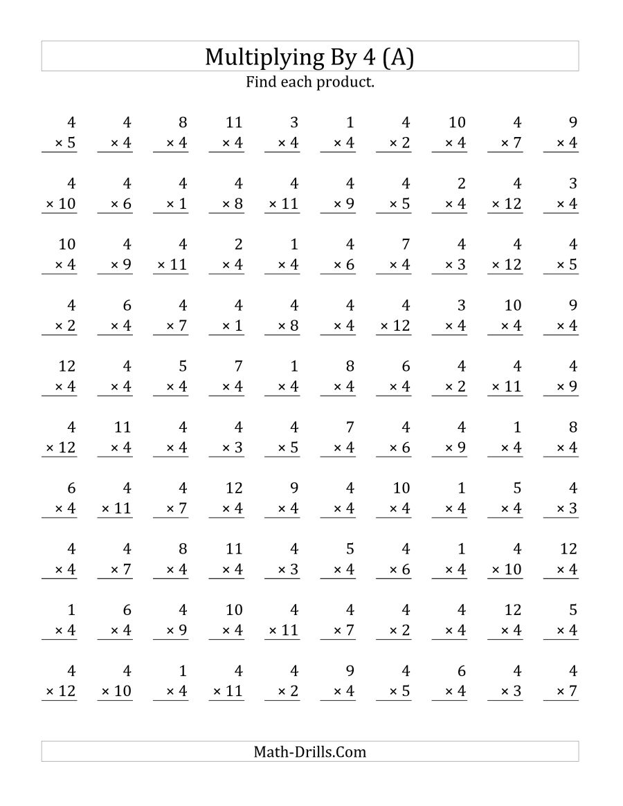 Multiplying 1 To 12 By 4 (a)