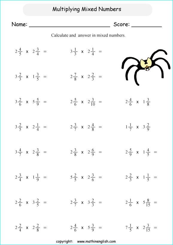 Multiplying Fractions And Mixed Numbers Worksheet Free Worksheets