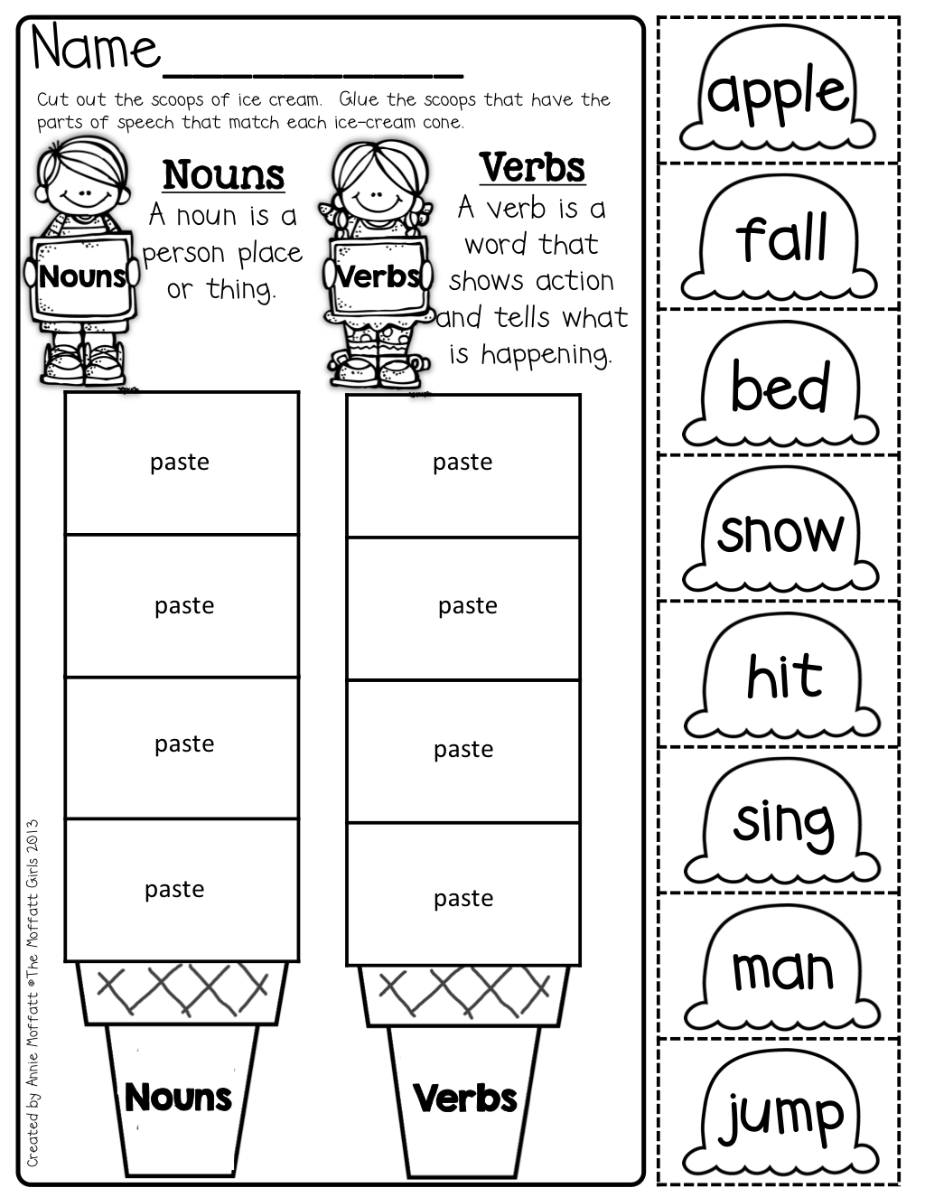 Nouns And Verbs (cut And Paste!)