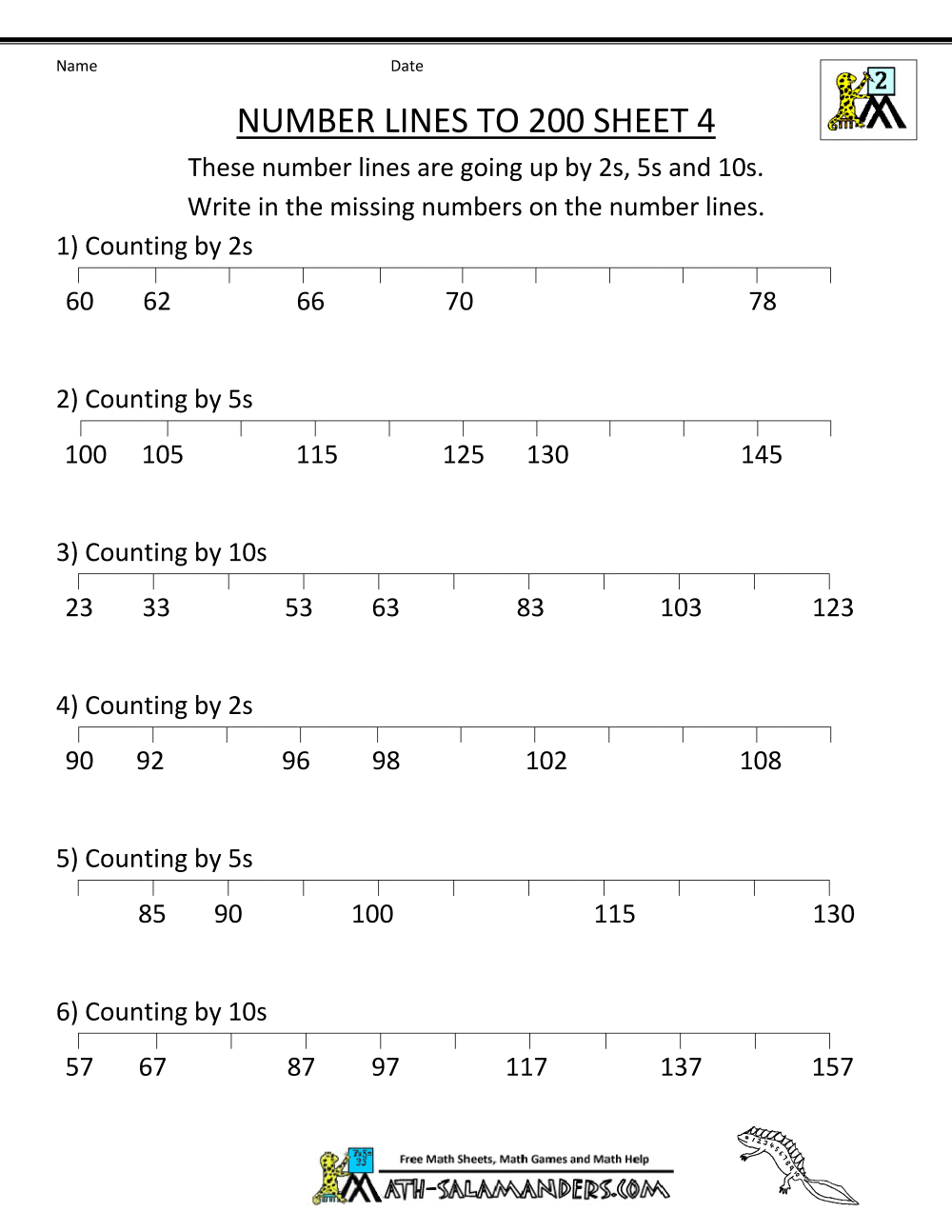 Number Line Worksheets Up To 1000