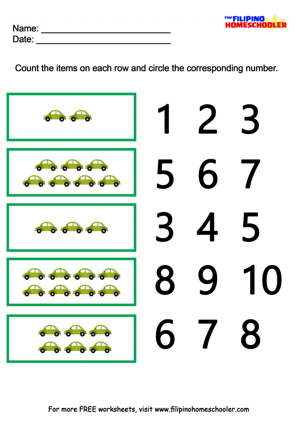Number Worksheets For Kindergarten Math Recognition Multiple