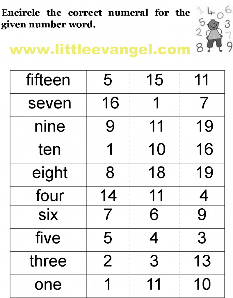 Numberordsorksheets For Kindergartenorksheet Numbers In Positional