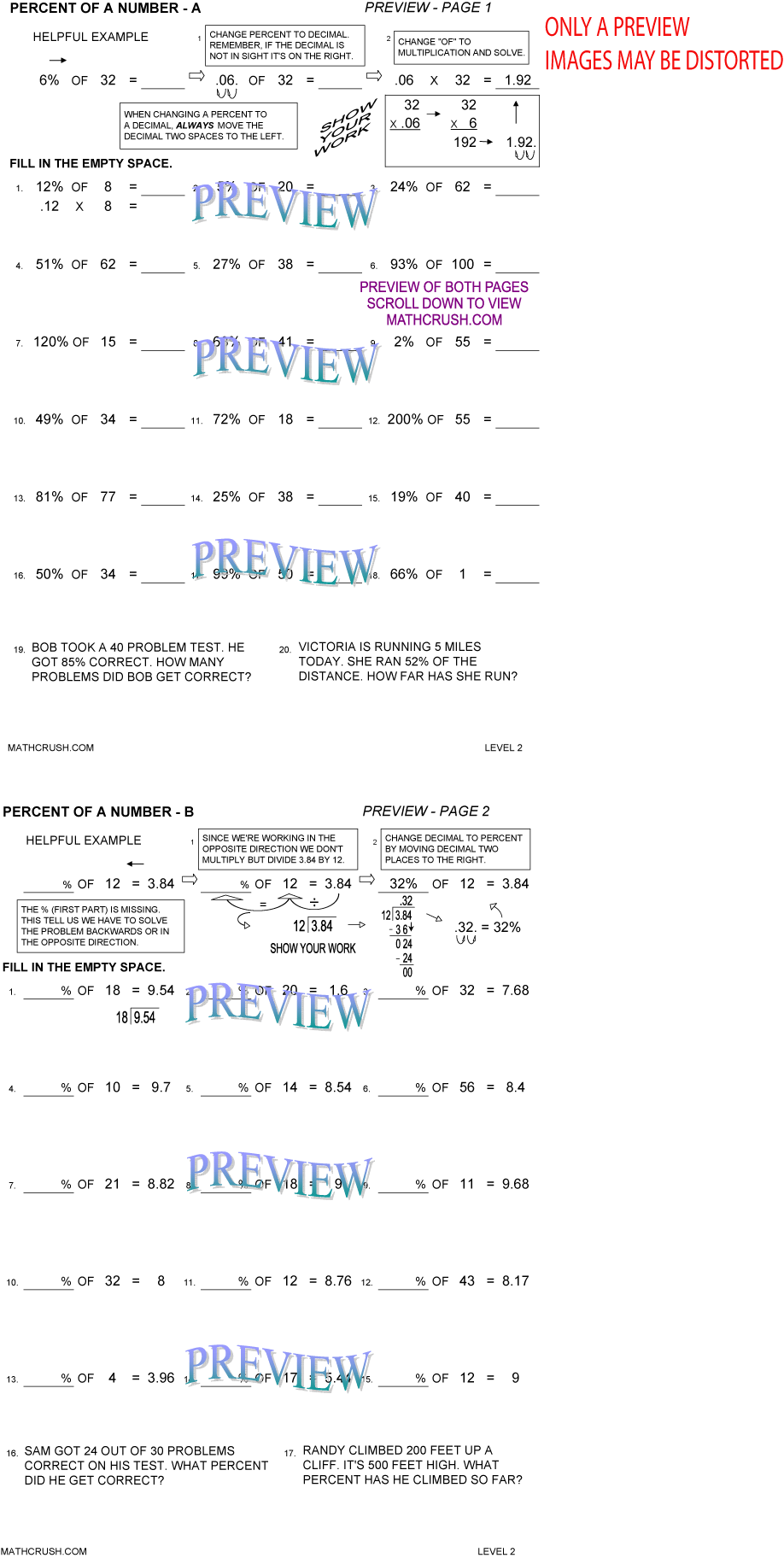 Percent Worksheets By Math Crush