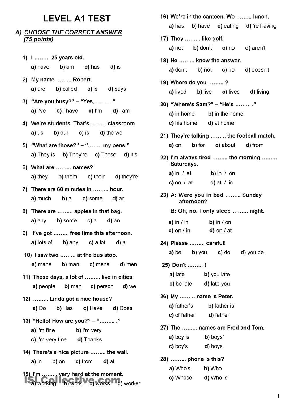 Placement Test (a1