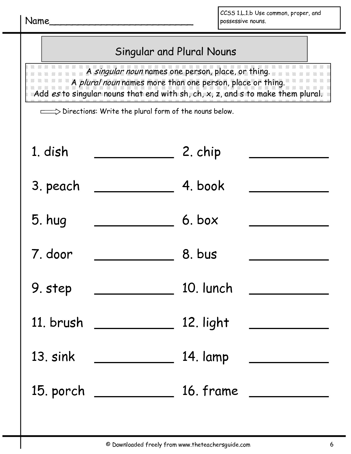 Worksheets On Singular And Plural Nouns For Grade 1