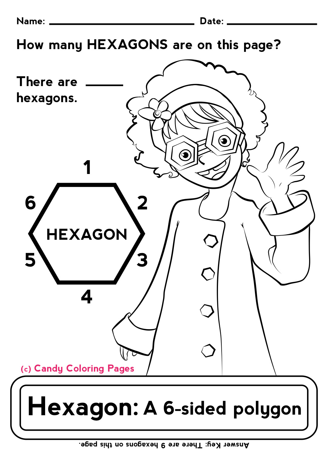 Polygons  Hexagon Coloring Pages Math Worksheets
