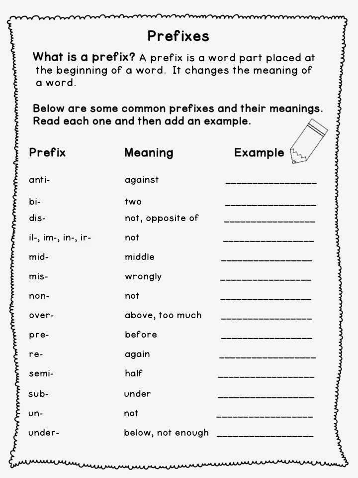 Prefix Worksheets 2nd Grade