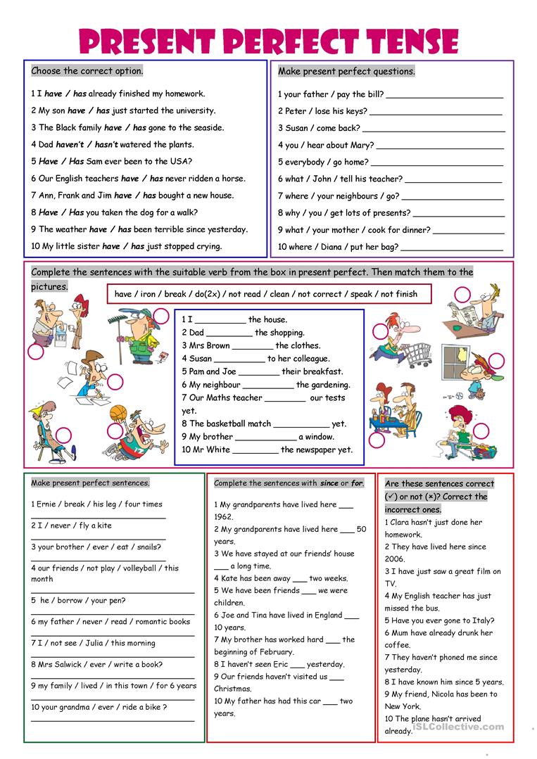 Present Perfect Tense Worksheet