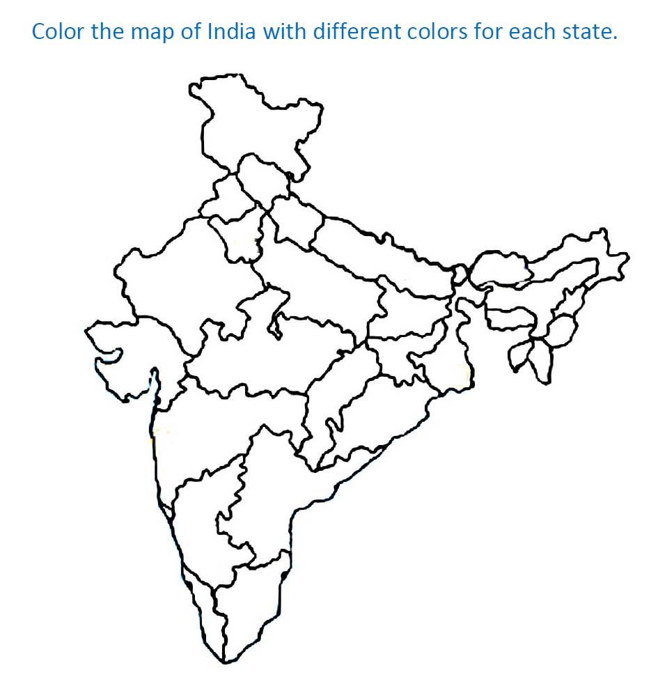 Printable India Map Coloring Pages