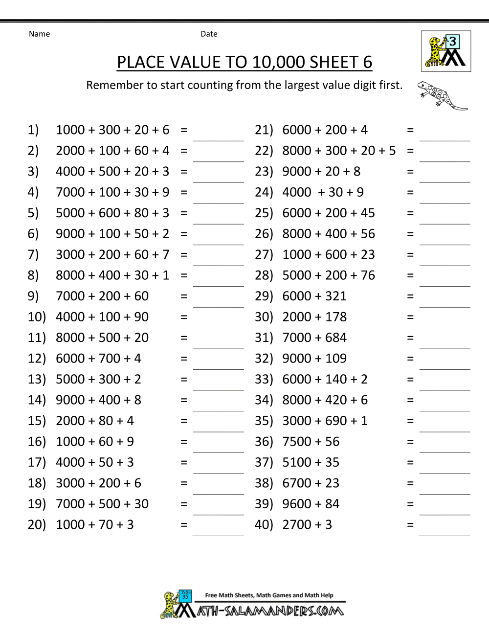 Printable Math Worksheets For Grade 6 Worksheets For All