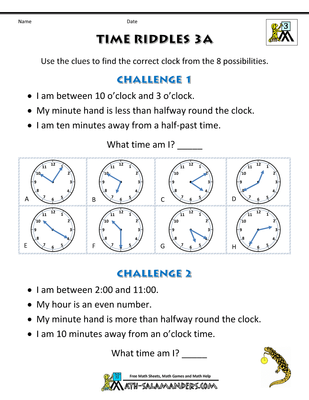 Printable Time Worksheets