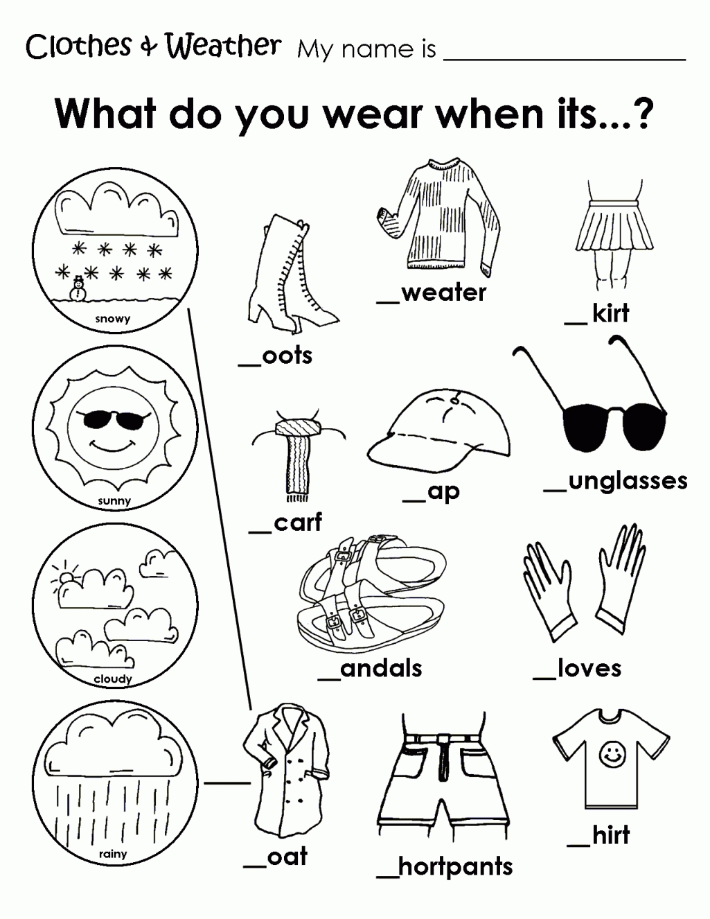 Printable Weather Clothes Worksheet