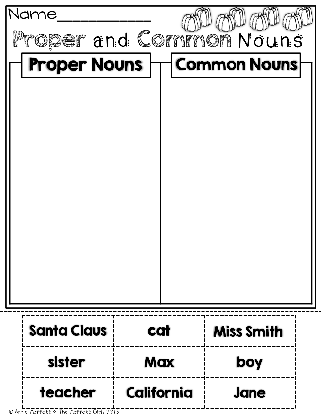 Proper And Common Nouns (cut And Paste)