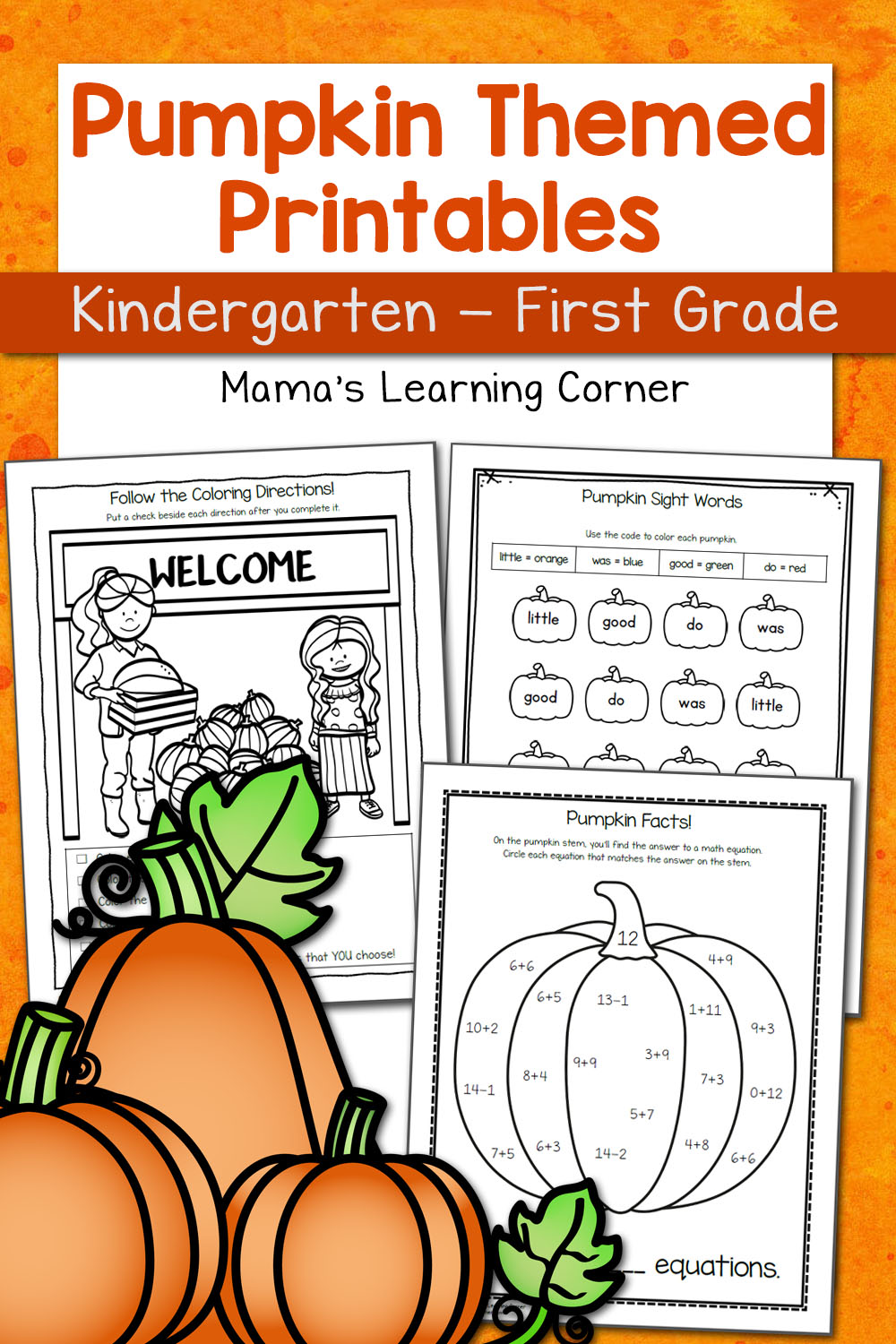 Pumpkin Worksheets For Kindergarten And First Grade