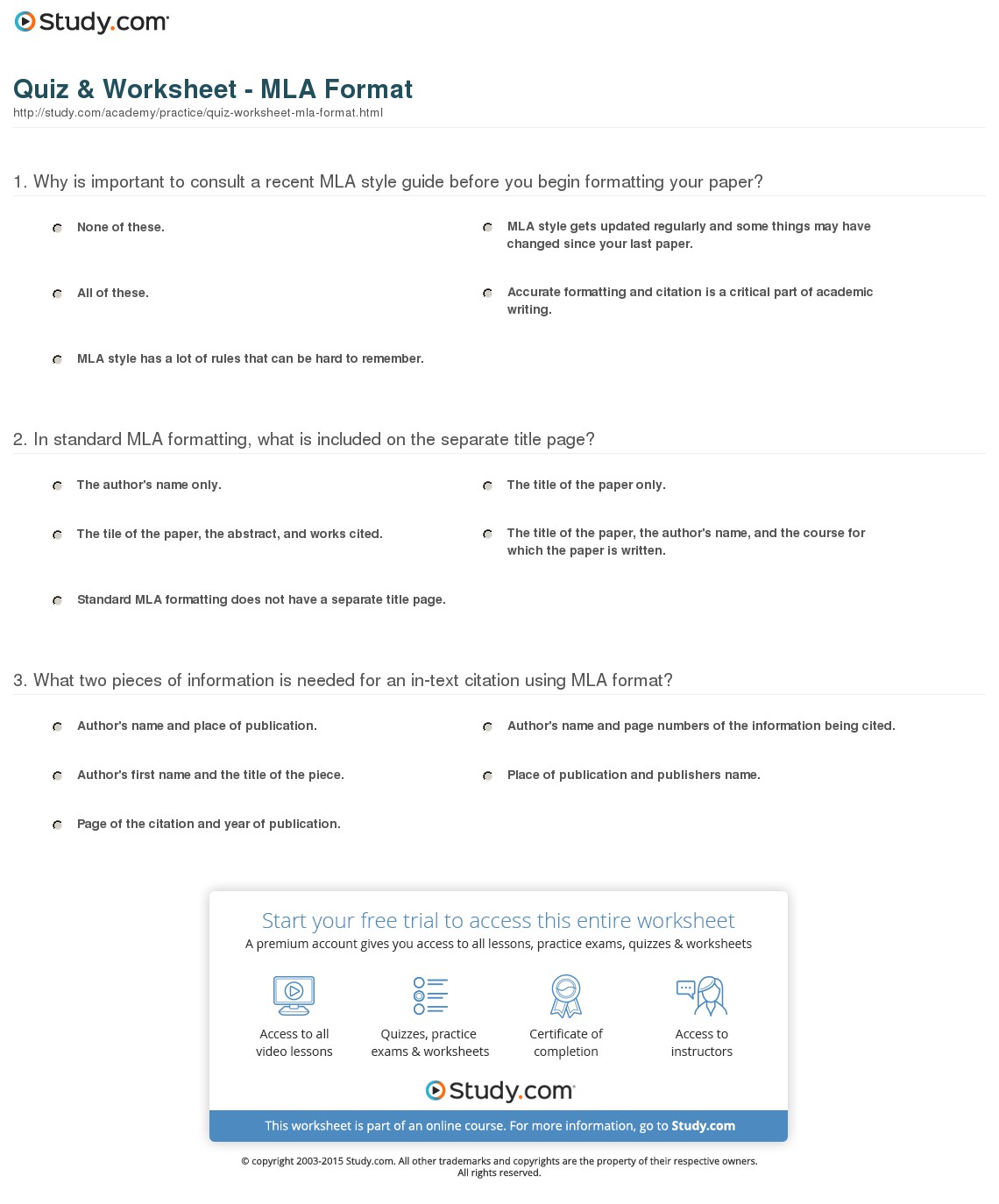 Quiz & Worksheet