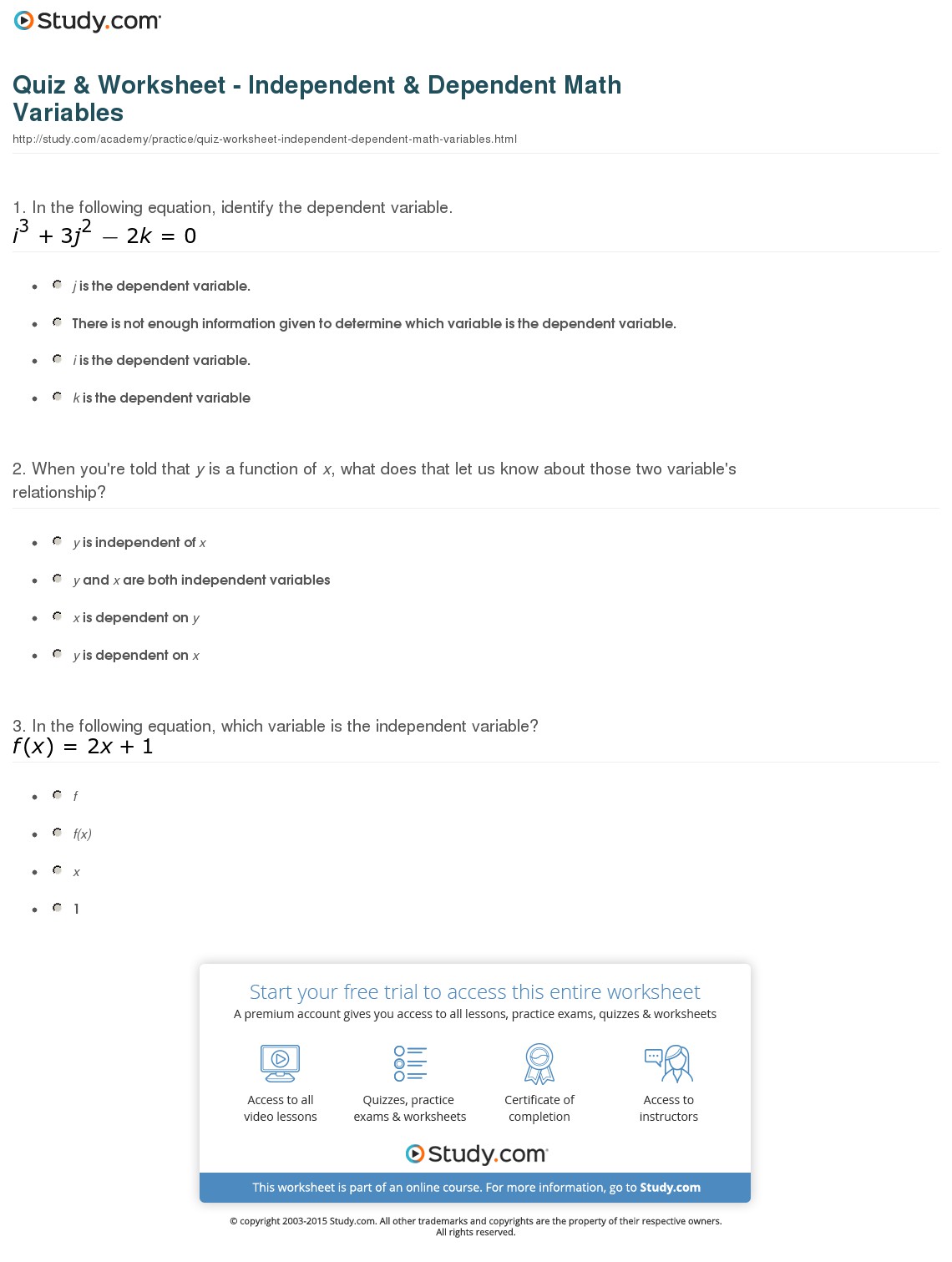 Quiz & Worksheet