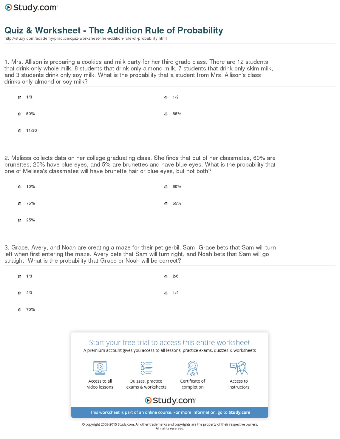 Quiz & Worksheet