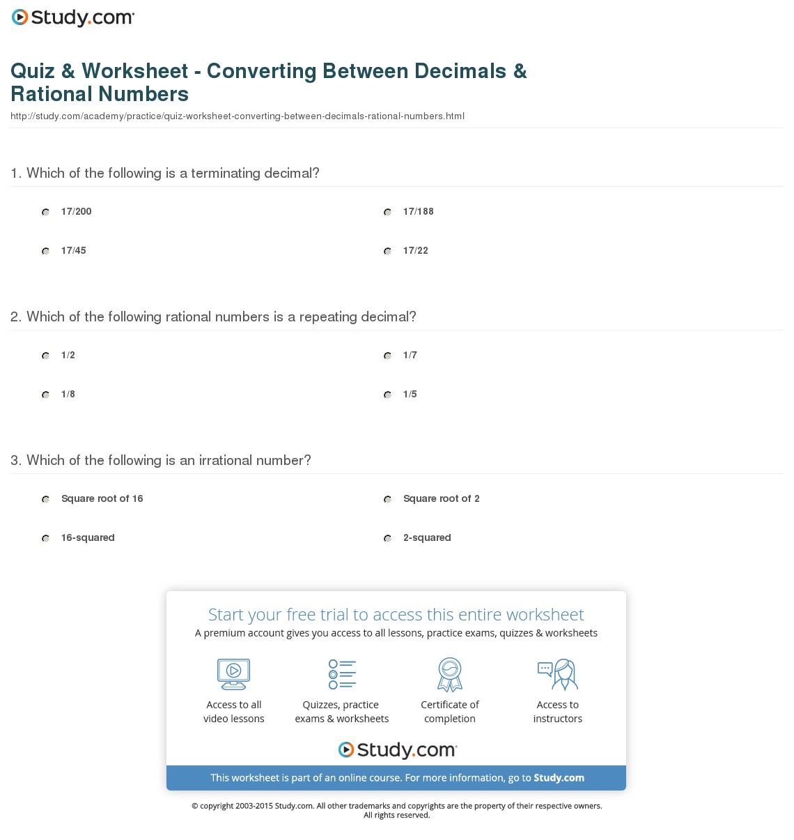 Quiz & Worksheet
