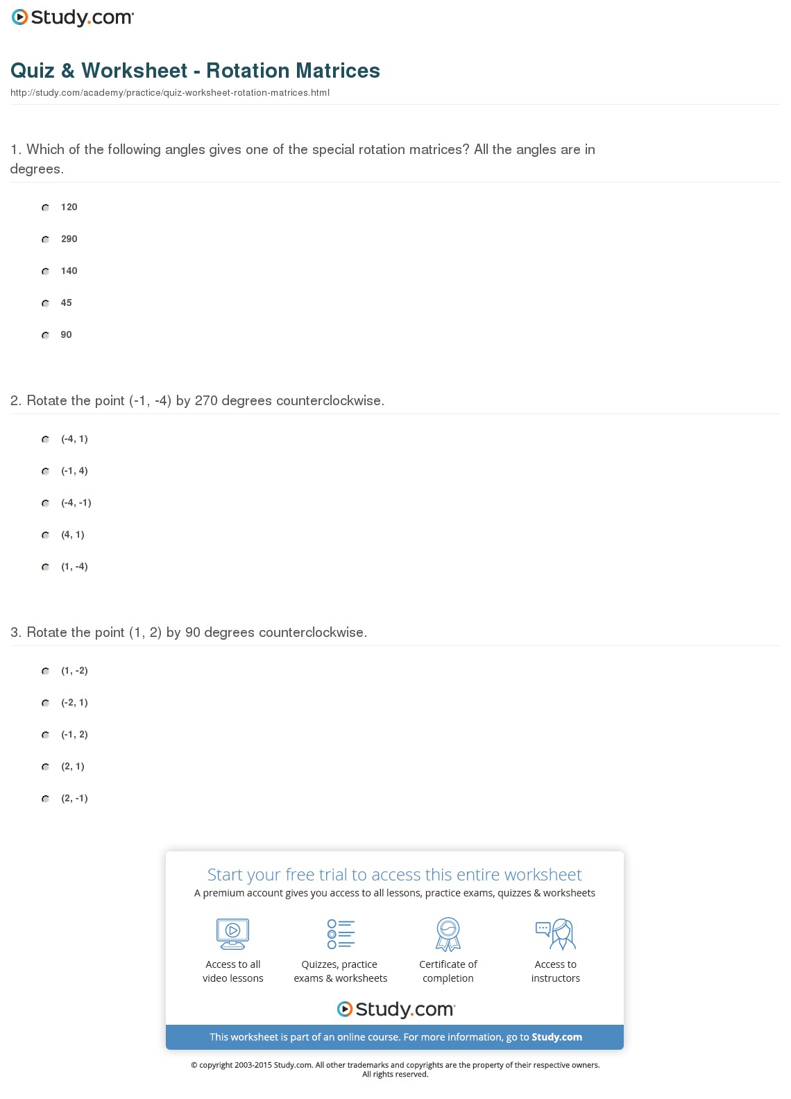 Quiz & Worksheet