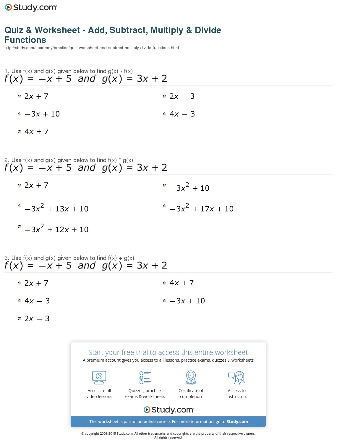 Quiz & Worksheet