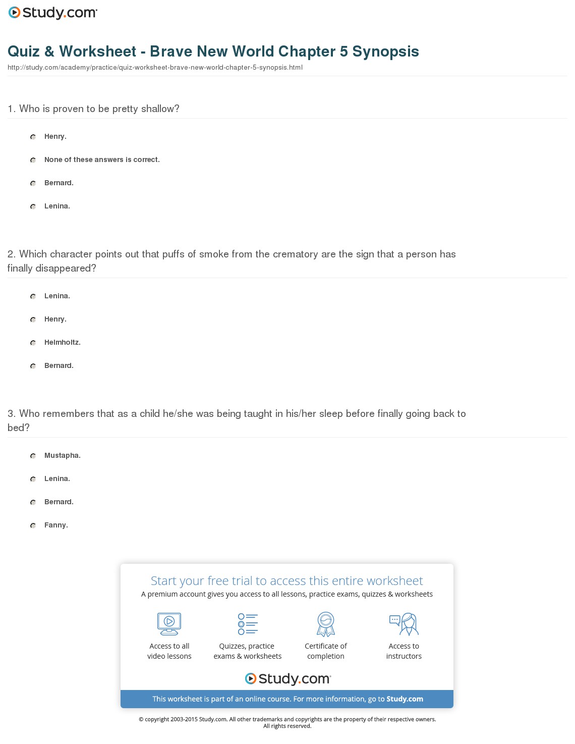 Quiz & Worksheet