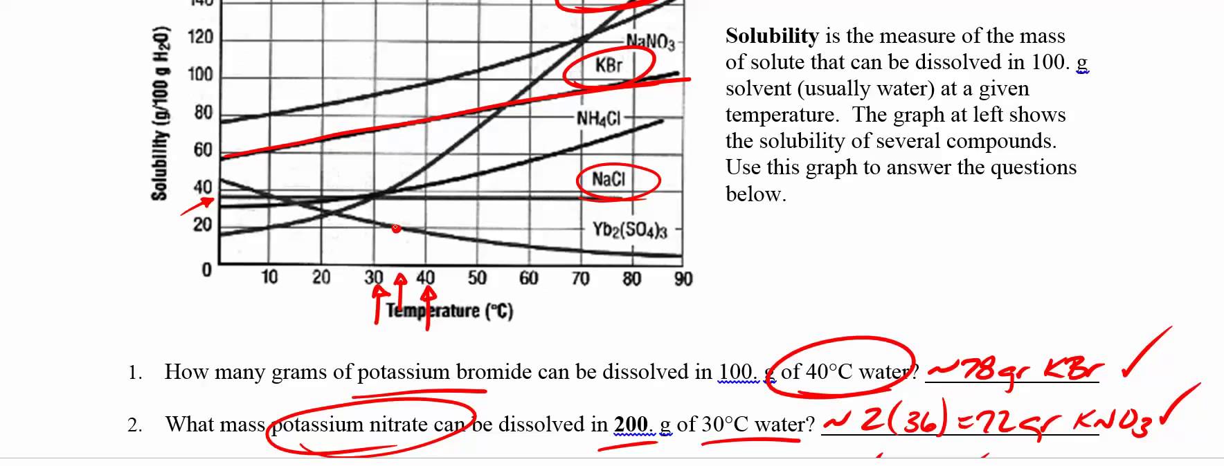 Solubility Curve Practice Problems Worksheets 1