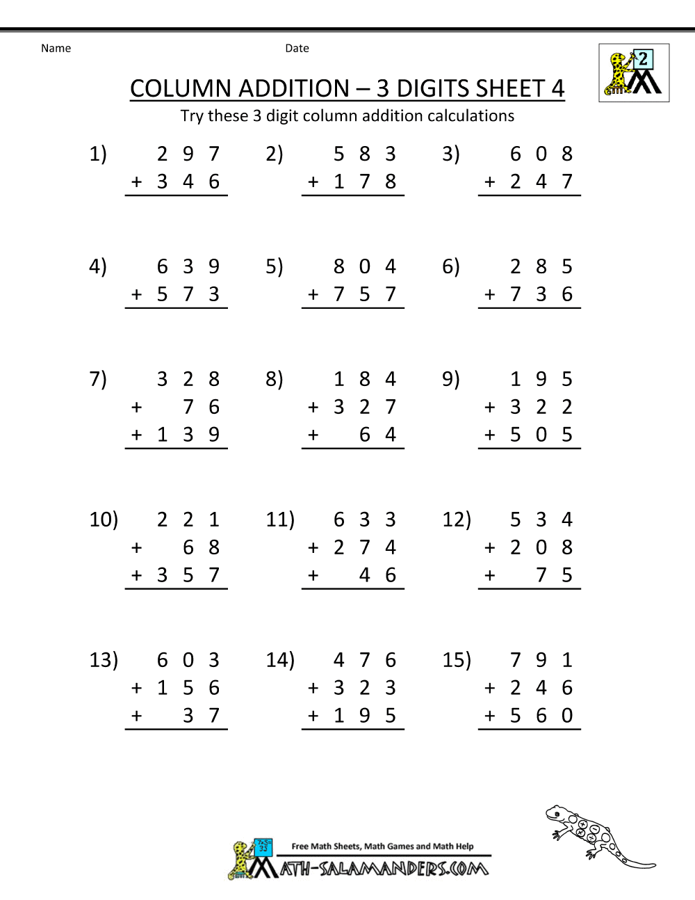 Second Grade Addition Worksheets