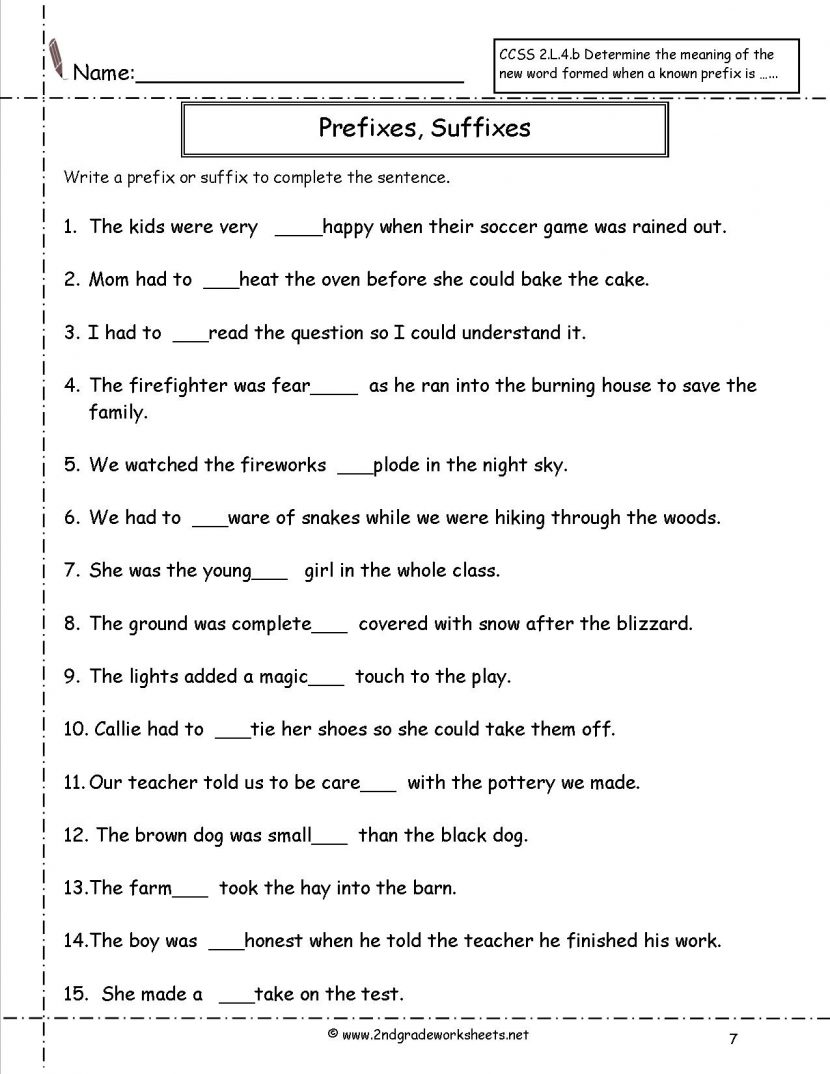 Second Grade Prefixes Worksheets Multiple Meaning 2nd