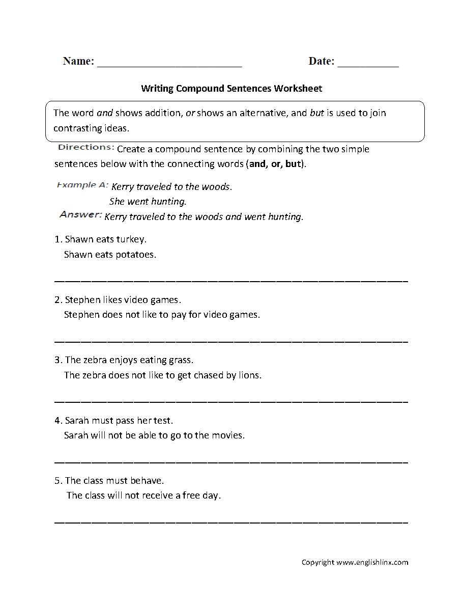 Sentences Worksheets